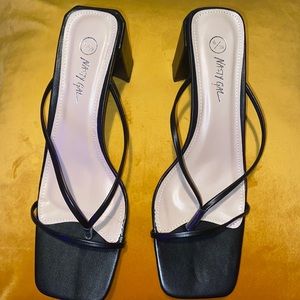 Faux leather strappy slip on mules